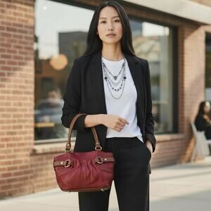 Tignanello Red Hobo Soft Leather Handbag Purse Shoulder Bag